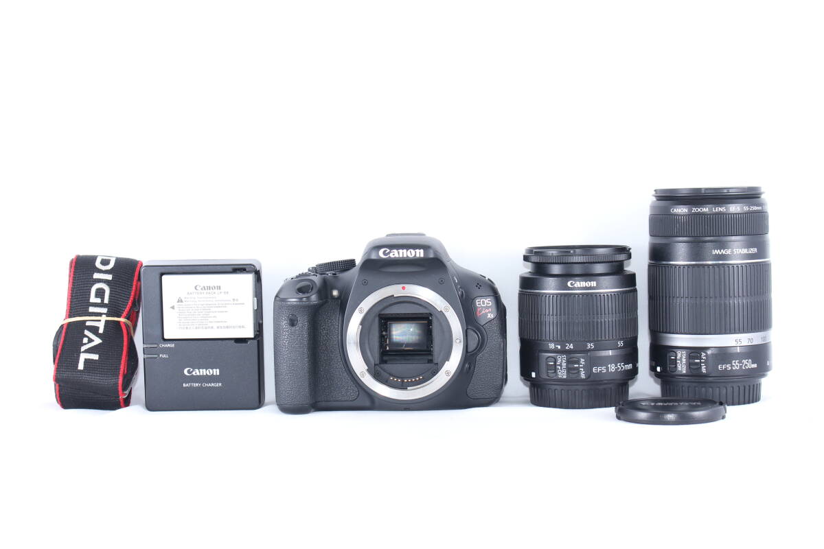 ★極上美品★キャノン CANON EOS KiSS X5 / EF-S 18-55mm F3.5-5.6 IS II / EF-S 55-250mm F4-5.6 IS ★完動★#Z471
