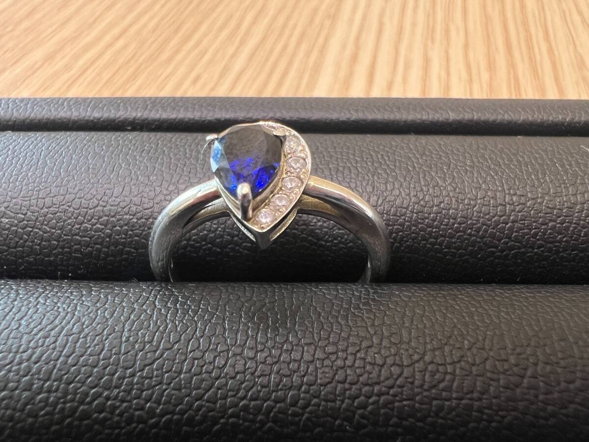 ＃85 SV925 刻印 リング アクセサリー サファイア風デザイン 現状品