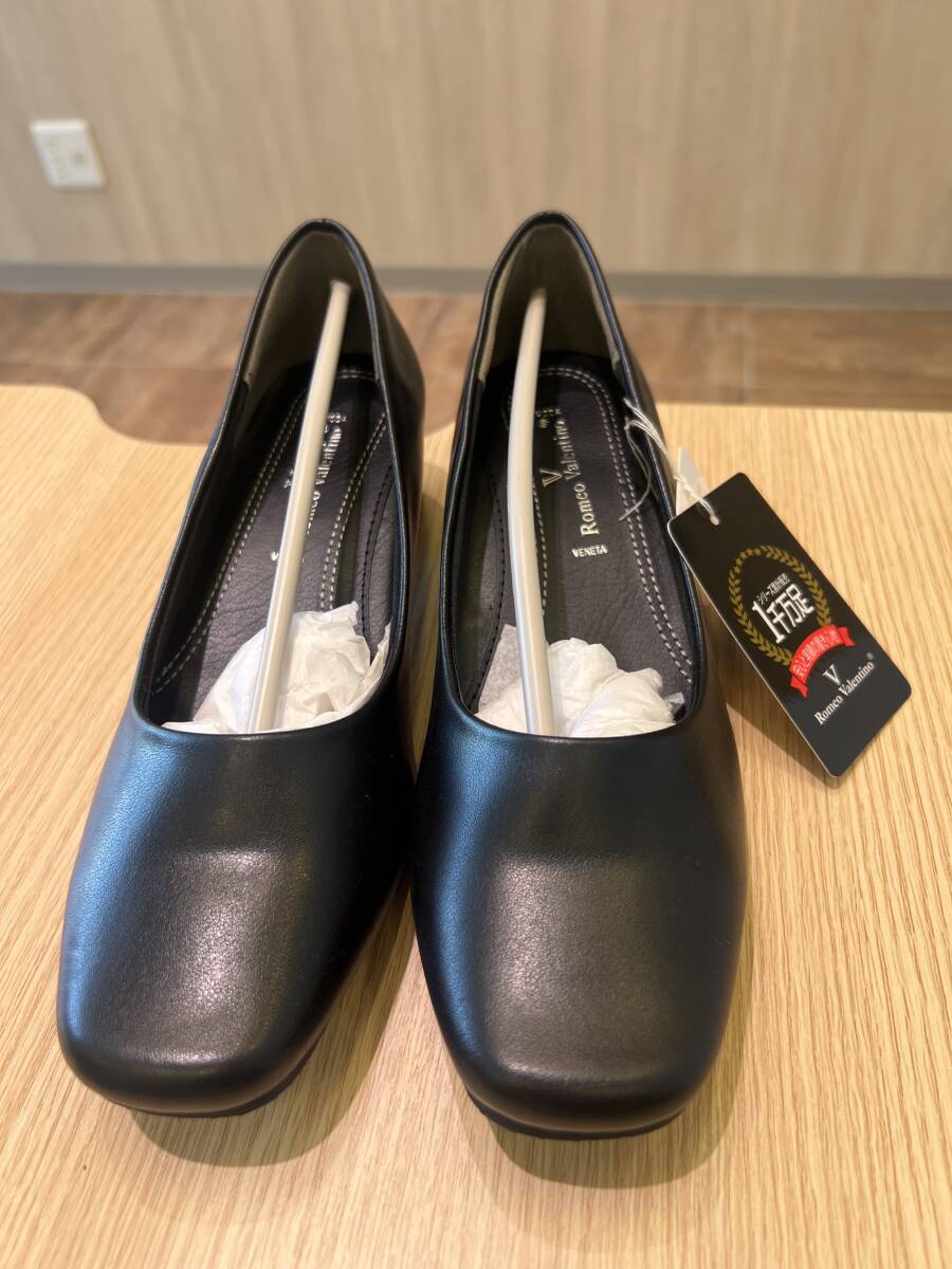 ＃181 新品 美品 Romeo Valentino ロメオ バレンチノ パンプス ブラック 23.0 ヒール リクルート オヒィス スーツ 就活