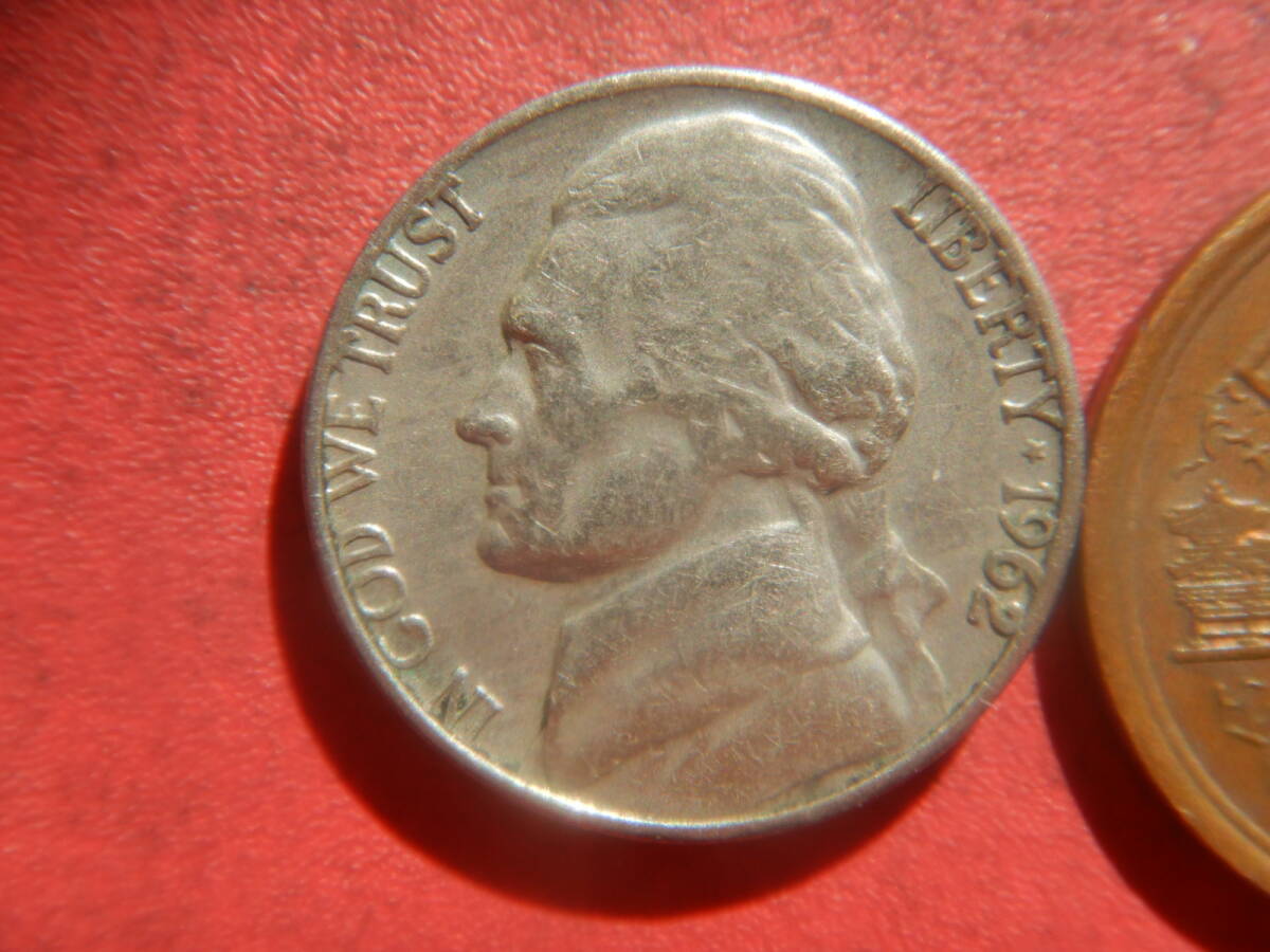外国・USA／ジェファーソン５セント白銅貨（1962年D）　251122