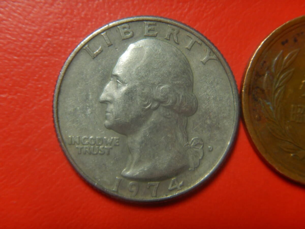 外国・USA／ワシントン２５セント白銅貨（1974年D）　260214