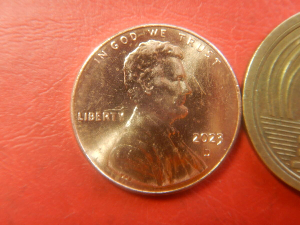 外国・USA／リンカーン１セント銅張り亜鉛貨（2023年D）　260408
