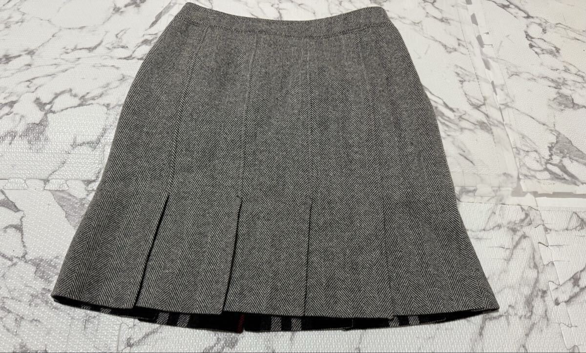 ★BURBERRY バーバリー スカート プリーツスカート グレー チェック柄 レディース　40サイズ