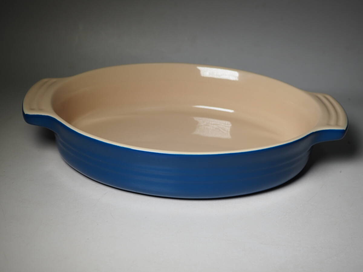 LE CREUSET ルクルーゼ オーバルディッシュ 長さ約29ｃｍ ブルー ストーンウェア 耐熱皿 洋食器 