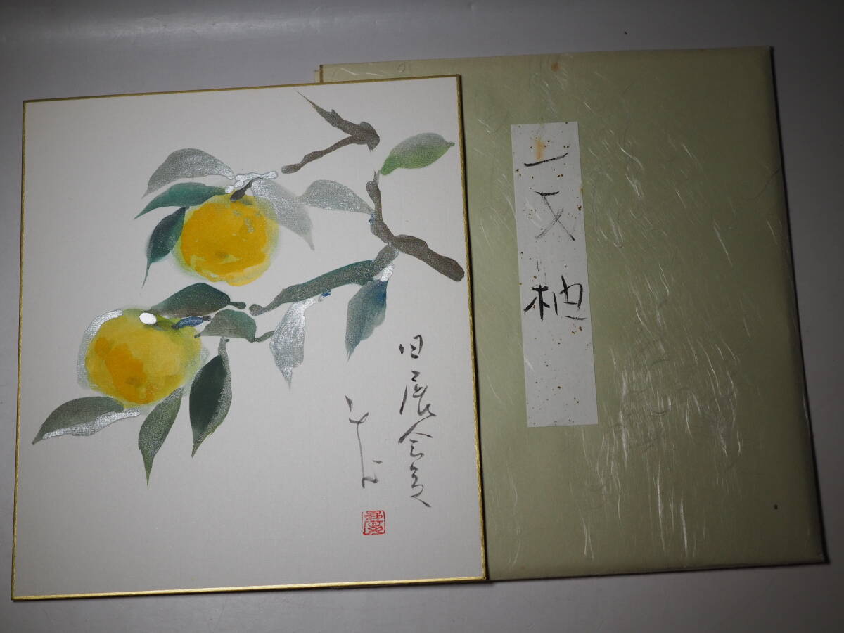 希少 色紙 桜井慶治画 柚子　ゆず　ユズ
