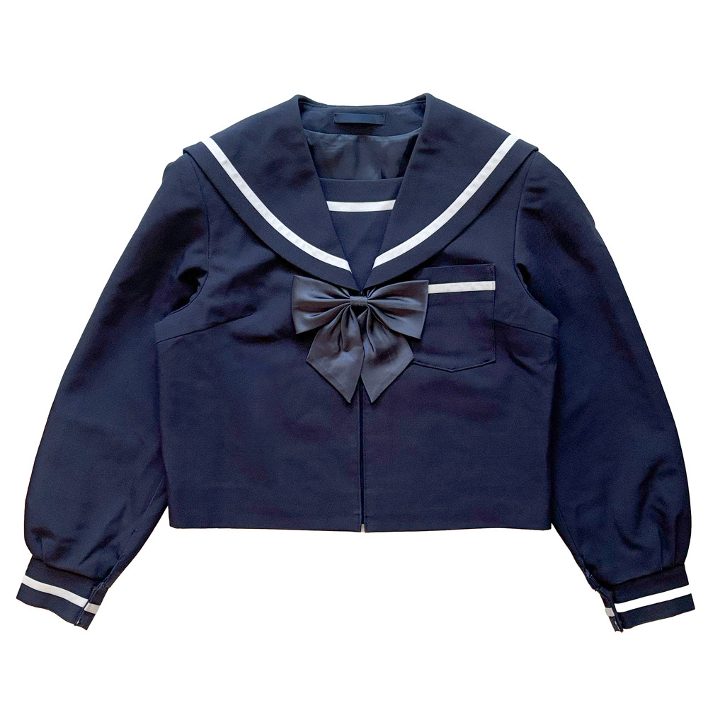 3403 | 長袖セーラー 紺リボン付き | 冬服 | 紺襟×太白1本ライン | 165A | 大きいサイズ | 匿名配送 | ゆうパケット発送
