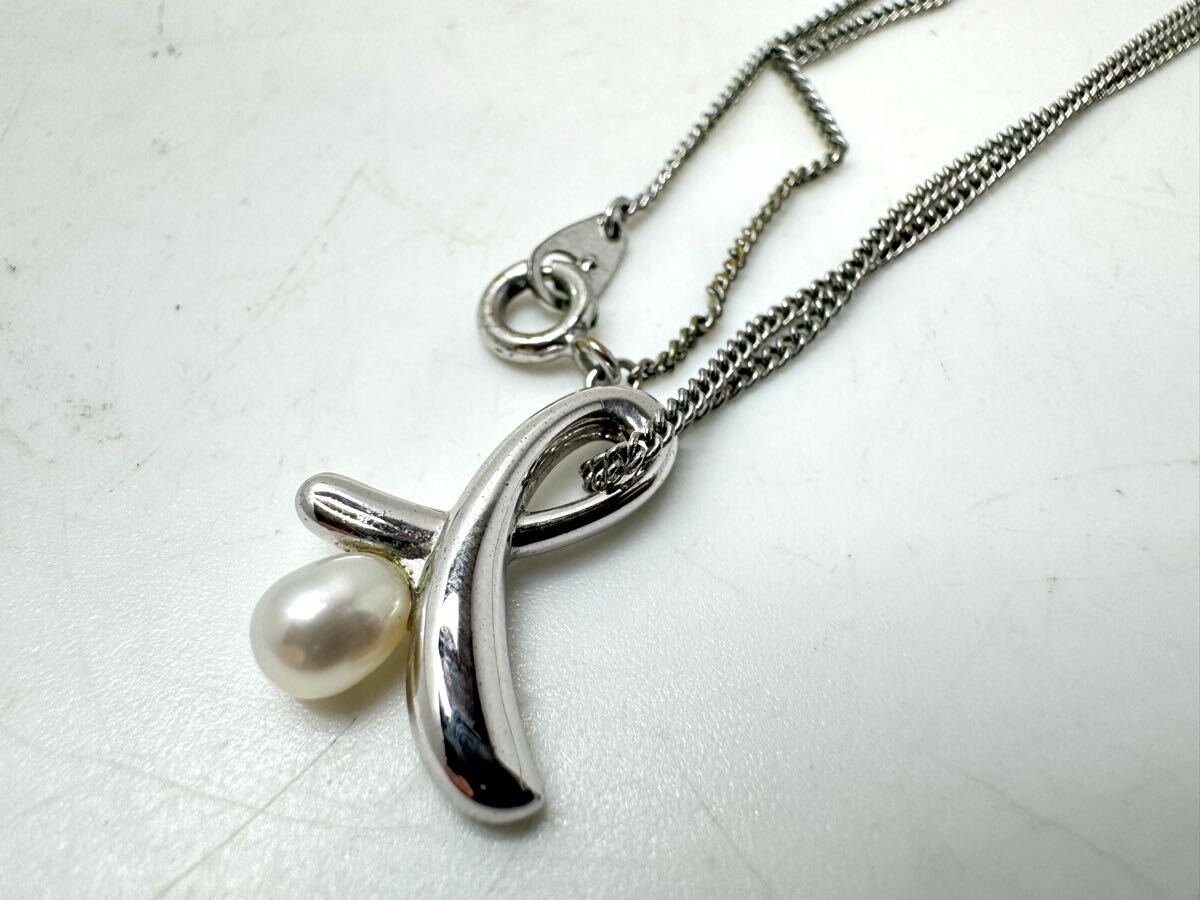 ◇TASAKI タサキ 田崎真珠 パール 真珠 ネックレス ペンダント リボンモチーフ S 刻印 シルバー パールネックレス レディース