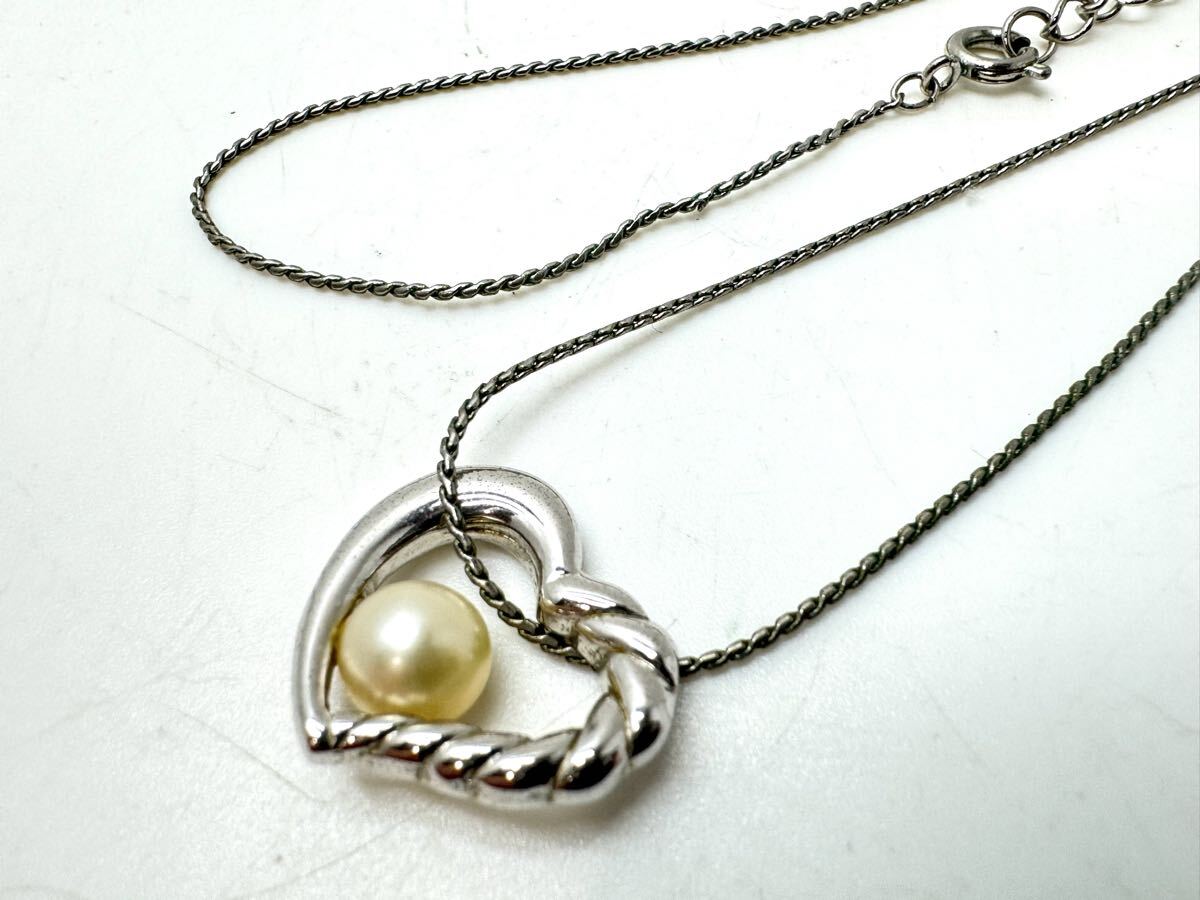 ◇TASAKI タサキ 田崎真珠 パール 真珠 ネックレス ペンダント ハートモチーフ S 刻印 シルバー パールネックレス レディース
