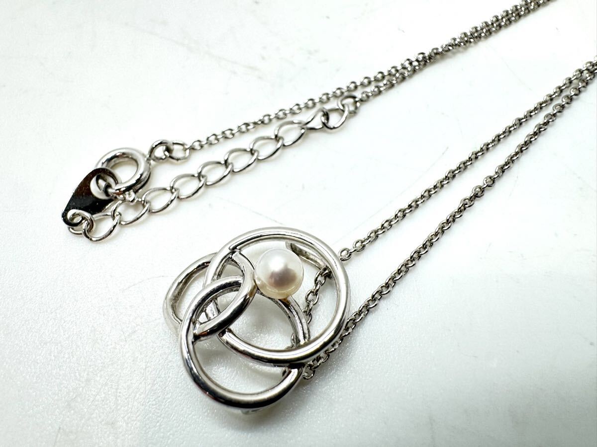 ◇TASAKI タサキ 田崎真珠 パール 真珠 ネックレス ペンダント サークルモチーフ フラワー S刻印 シルバー パールネックレス レディース