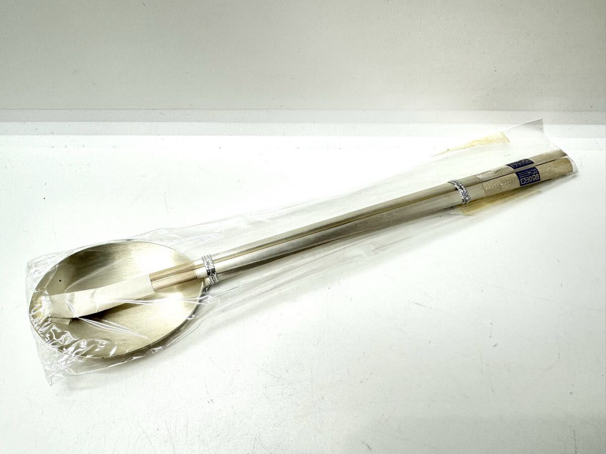 ◇未使用品 カトラリーセット韓国 銀製 銀製品 AG800 重量約94g 全長約21cm スプーン 箸 シルバー 当時物 コレクション