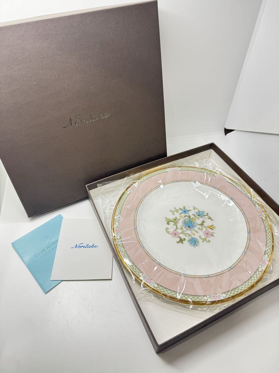 ◇未使用保管品 ノリタケ NORITAKE 日本製 ヨシノ YOSHINO 約22cmプレート ピンク 花模様 金彩 金縁 ブランド食器