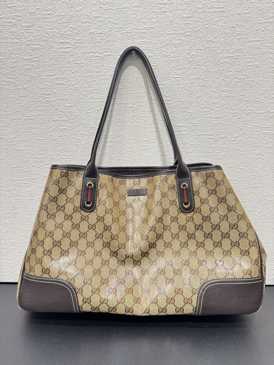 ◇GUCCI グッチ トートバッグ 293589 GGクリスタル PVC ベージュ ゴールド金具 肩掛け ブランドバッグ