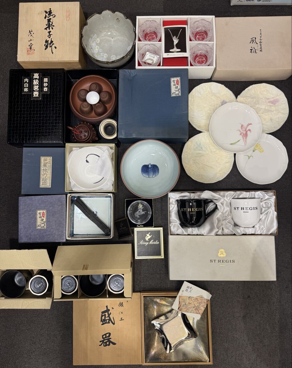 ◇陶器 和食器 洋食器 菓子鉢 木箱 色々 まとめ 茂山窯 美濃焼 有田焼 クリスタル 風雅 STREGIS 銀仕上 盛皿 工芸品 骨董品 