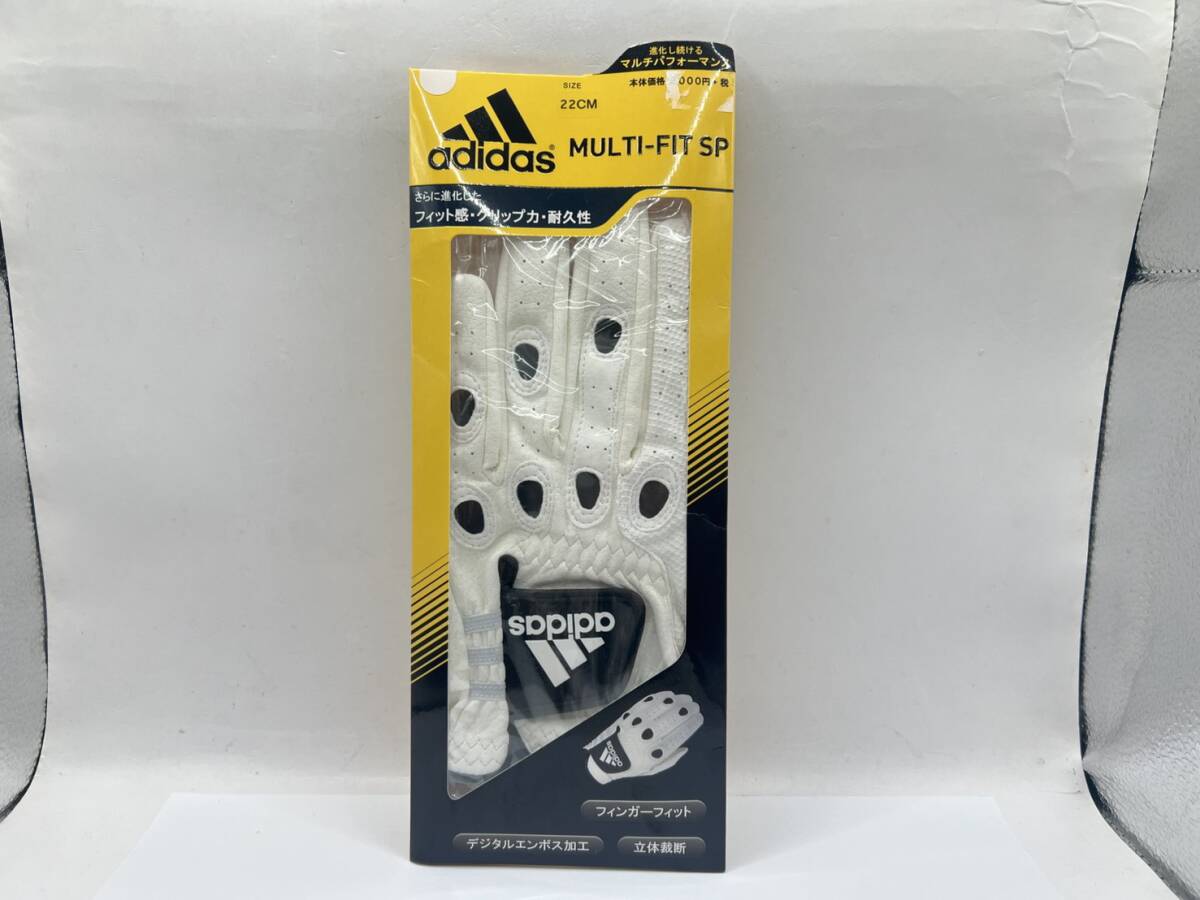 ■B) 極美品 adidas アディダス ゴルフ グローブ MULTI-FIT SP 22cm 白×黒 ホワイト×ブラック 未使用開封済 B8H0301