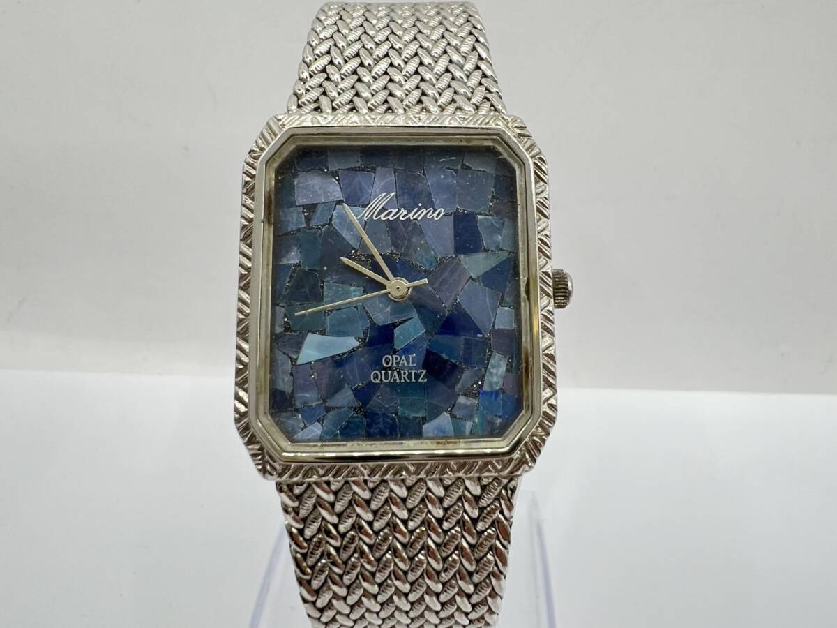 ■B) 可動 Marino マリノ OPAL メンズ レディース 腕時計 オパール文字盤 シルバーカラー QUARTZ クォーツ B8H0408