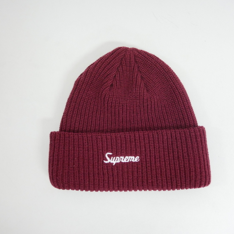 【1円】未使用 Supreme 国内正規 25AW 25FW Loose Gauge Beanie ルーズゲージビーニー ロゴ刺繍 ニットキャップ Cardinal カーディナル F