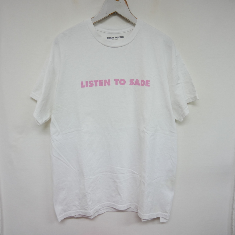 【1円】染みあり SKATE MUZIK スケートミュージック 国内正規 Listen To Sade Tee プリントTシャツ White ホワイト 白 L