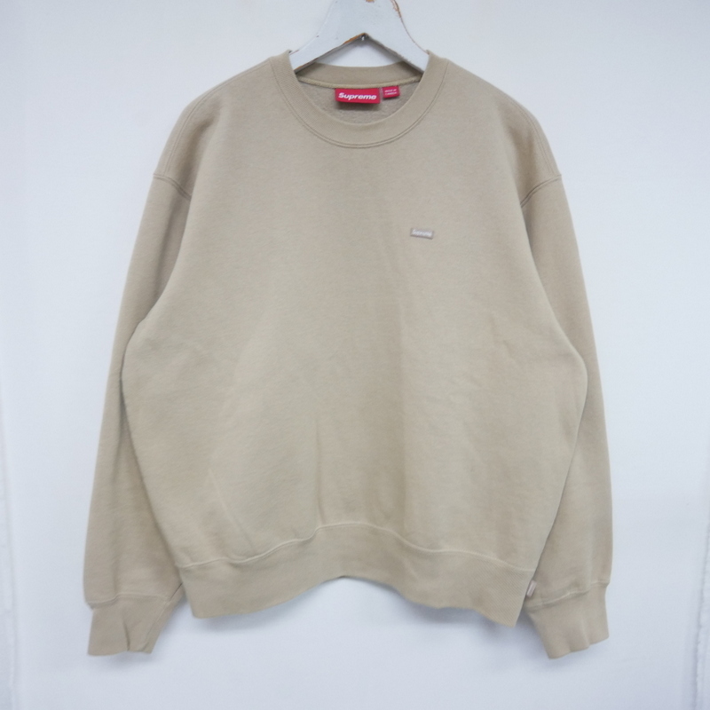 【1円】試着 Supreme 国内正規 24AW Small Box Crewneck スモールボックスクルーネック スウェット Tan タン ベージュ S