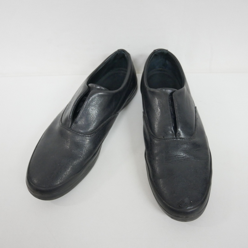 【1円】本体のみ HUF ハフ 国内正規 DYLAN SLIP ON BLACK GRAIN LEATHER ディラン レザースリッポンシューズ スニーカー US9.5 27.5
