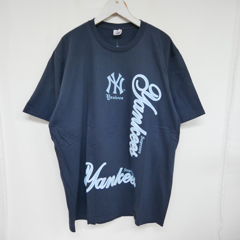 【1円】試着 Supreme×MLB メジャーリーグ 国内正規 25AW 25FW MLB Teams Tee NY New York Yankees ヤンキース Tシャツ Navy 紺 XL