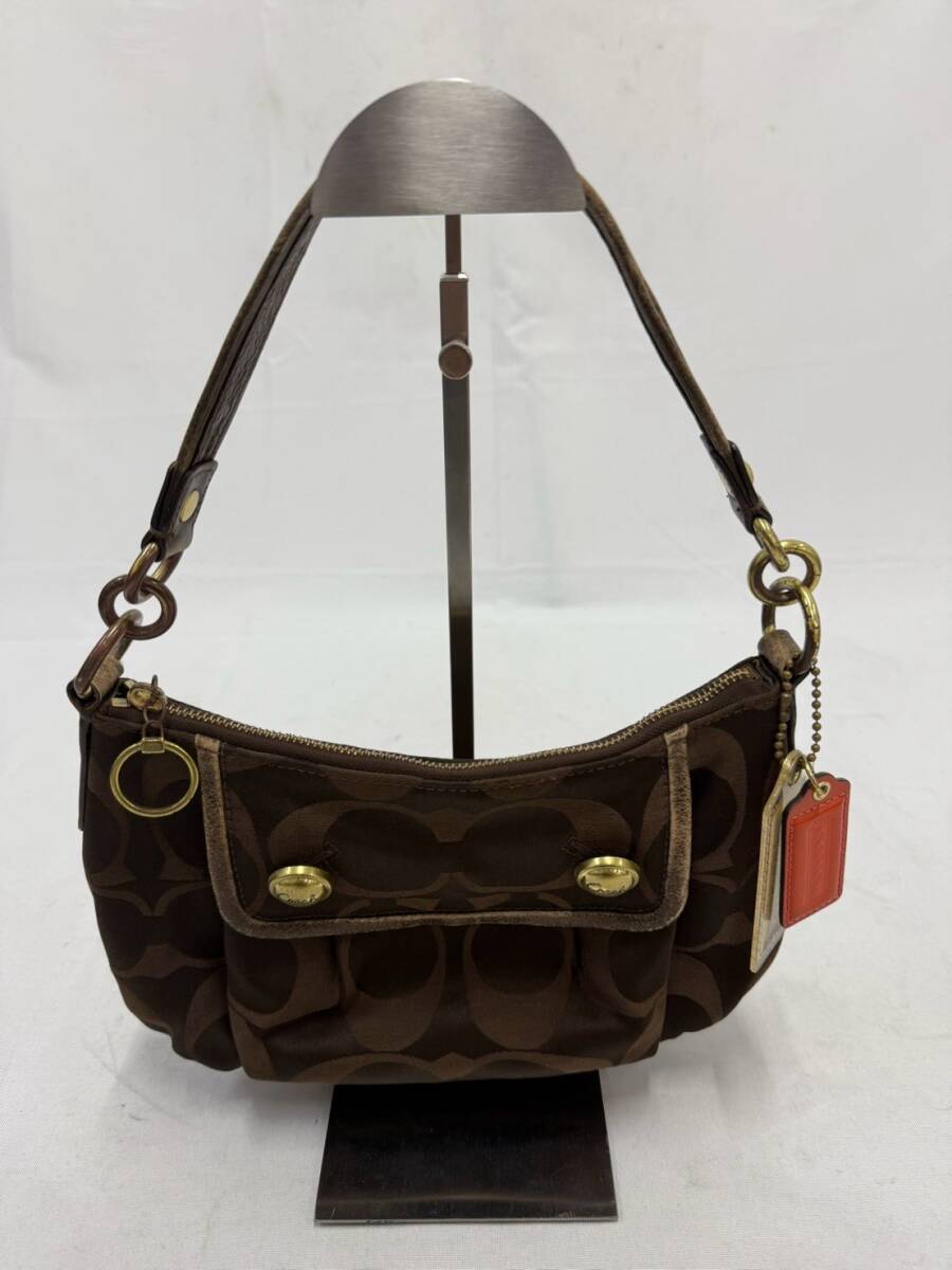 【1円スタート】COACH コーチ ポピー シグネチャー サテン グルーヴィー ハンド・ショルダーバッグ №Ｇ0973-13833