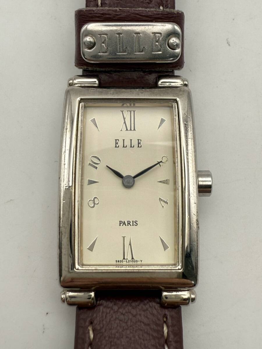 【1円スタート】ELLE PARIS エル パリ スクエア型 レディース腕時計 5920-L12546 YO
