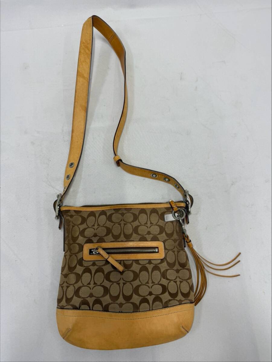 【1円スタート】COACH コーチ シグネチャー ソフトスリム ダッフル ショルダーバッグ №Ｇ055-9362