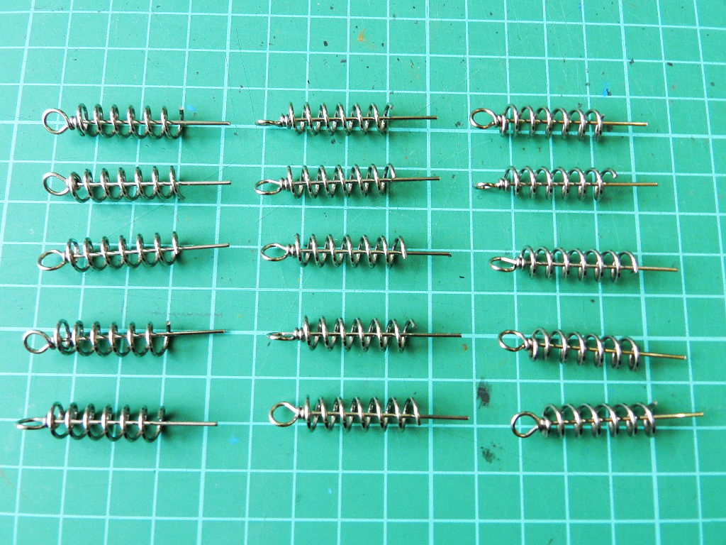 ★特大★ワームキーパー 43mm 15個 ☆定形郵便☆（Ｌサイズ、ステンレス、ツイスト スプリング、スクリュー、スイムベイト）