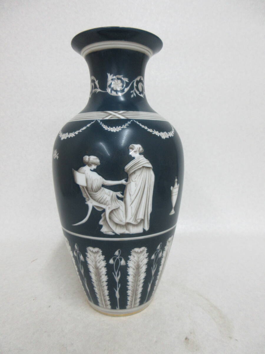 Ｔ５６８９　オールドノリタケ　ウエッジウッド風　ハンドペイント　ギリシャ人物模様飾壷　高２６．２ｃｍ　Noritake-China-月桂樹-M印