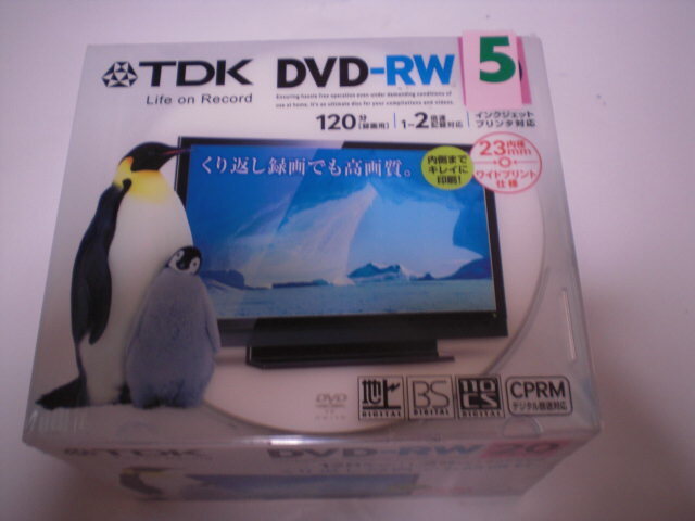 匿名配送無料 （開封して ゆうパケットポスト）5枚　TDK DVD-RW　くりかえし録画用　 4.7GB CPRM(地上デジタル放送）　5mmスリムケース 　