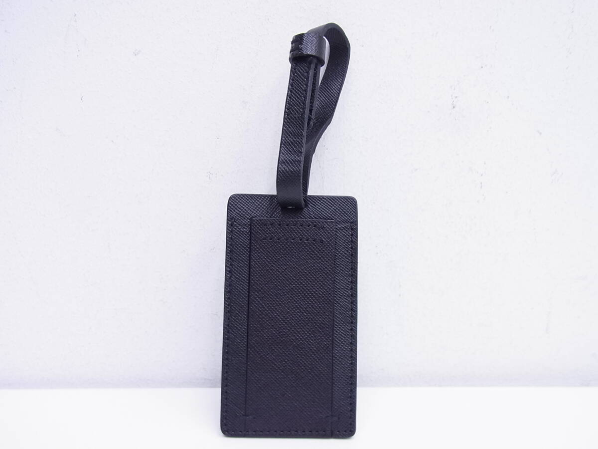 4736 ブランド祭 PRADA プラダ ラゲッジタグ サフィアーノレザー ブラック 黒 ネームタグ 小物 雑貨 コレクション 中古品