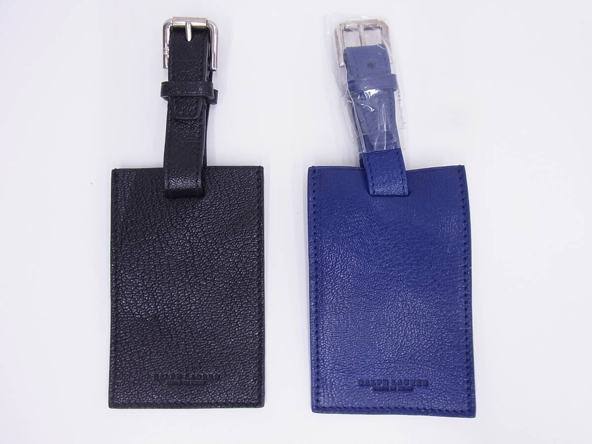 4768 ブランド祭 RALPH LAUREN ラルフローレン ネームタグ イタリア製 2点 まとめ 青 黒 ブルー ブラック 雑貨 小物 トラベルタグ 中古品
