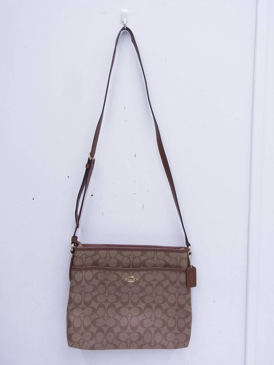 4674 ブランド祭 コーチ COACH ショルダーバッグ No.G1723-F58297 ブラウン 斜め掛けクロスボディ レザー×キャンバス 服飾小物 中古品