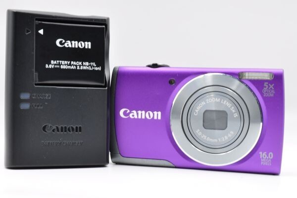 Canon PowerShot A3500 IS キヤノン デジカメ パープル 動作品 美品 #aa0482
