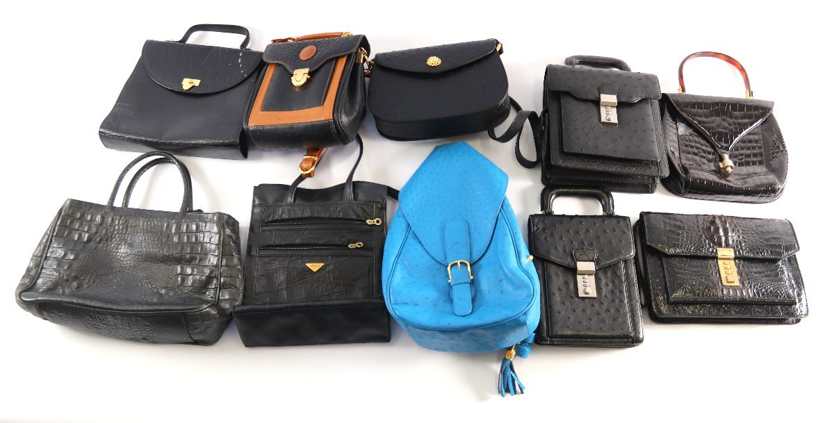 【10点】クロコ風 オーストリッチ風 等 リュック ハンド ワンショルダー バッグ 鞄 カバン レディース メンズ まとめ売り 6438-KF