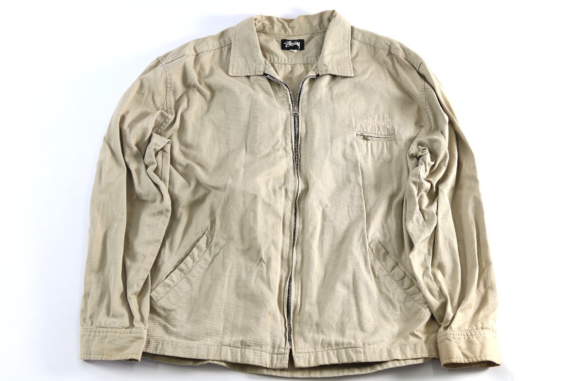 STUSSY ステューシー アウター ジップアップ ジャケット スウィングトップ風 サイズ L メンズ ベージュ系 ファッション 6441-KF