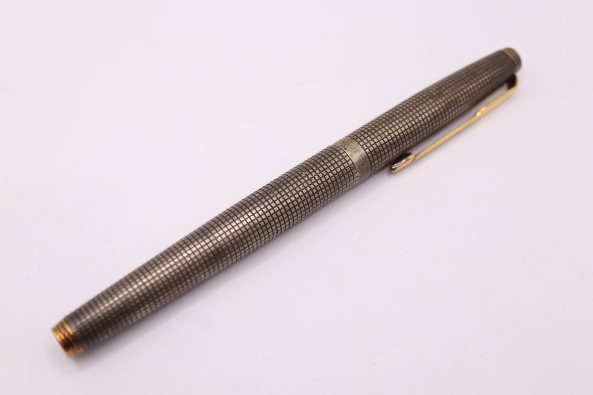 PARKER パーカー STERLING スターリング 万年筆 ペン先 14K POINT 刻印 格子柄 文具 文房具 筆記用具 6415-NT