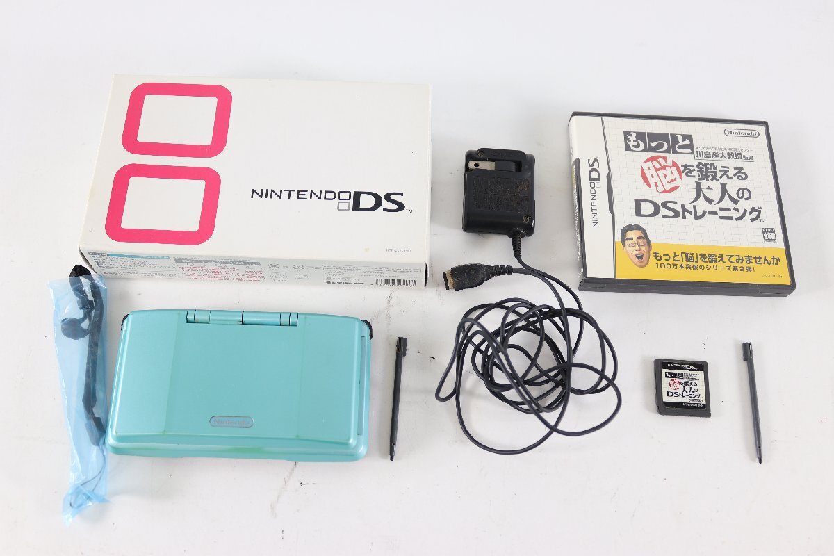 【2点】Nintendo ニンテンドー 任天堂 DS 本体 箱付き ソフト もっと脳を鍛える大人のDSトレーニング 脳トレ ゲーム機 箱付き 00072-TH①