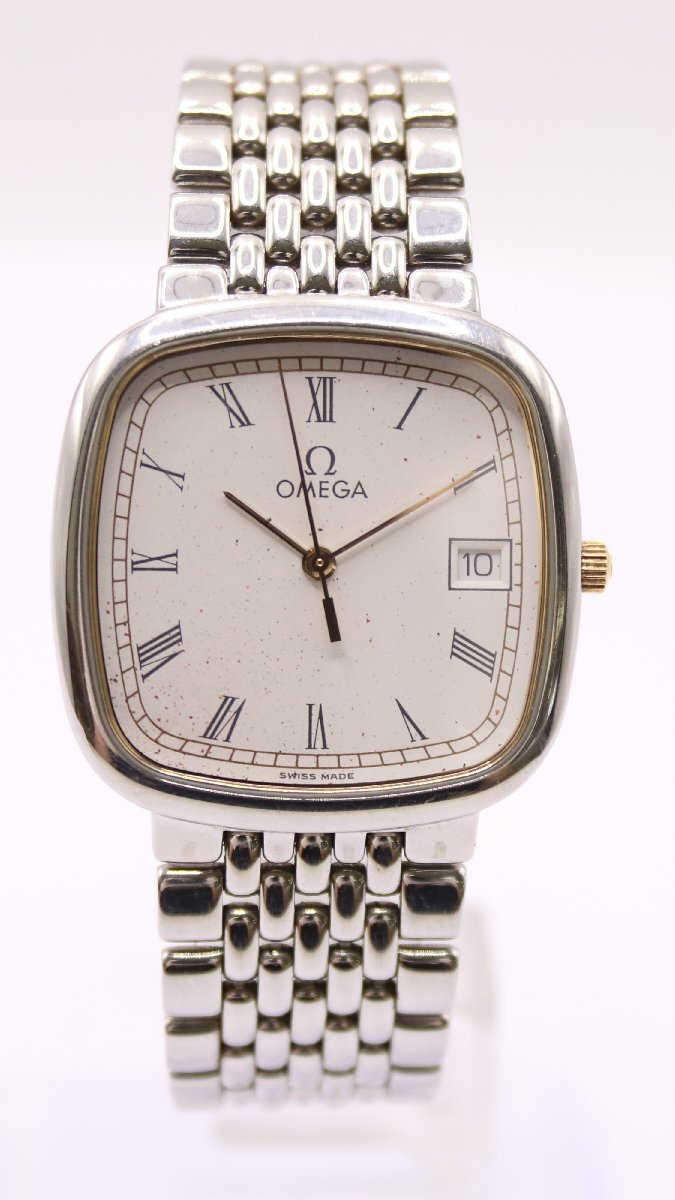 OMEGA オメガ Deville デビル スクエア クォーツ 腕時計 デイト シルバーカラー メンズ ターボテスター反応〇 6313-IN
