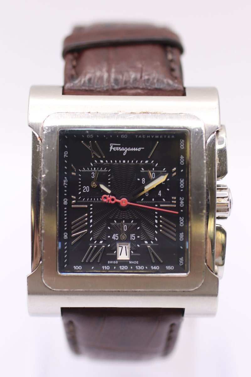 【不動品】Salvatore Ferragamo サルヴァトーレ フェラガモ Palagio パラージオ クォーツ クロノグラフ デイト 腕時計 6319-IN