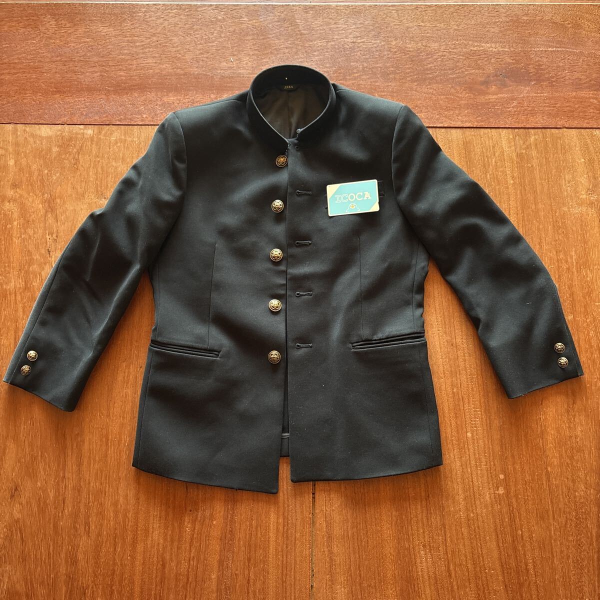 男子学生服 学ラン 上着 詰襟 黒 金ボタン 標準型学生服155A 及び　学生ズボン64cm