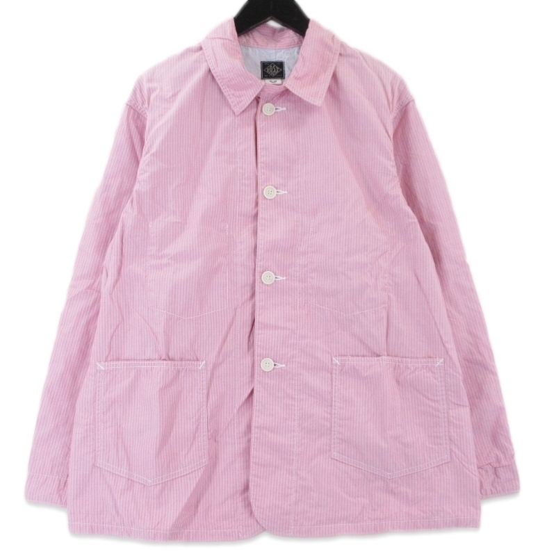 美品 POST O'ALLS ポストオーバーオールズ WWII No.1 Jacket 1101L-SF3 カバーオール 大戦モデル ストライプ PINK STRIPE S 99001471
