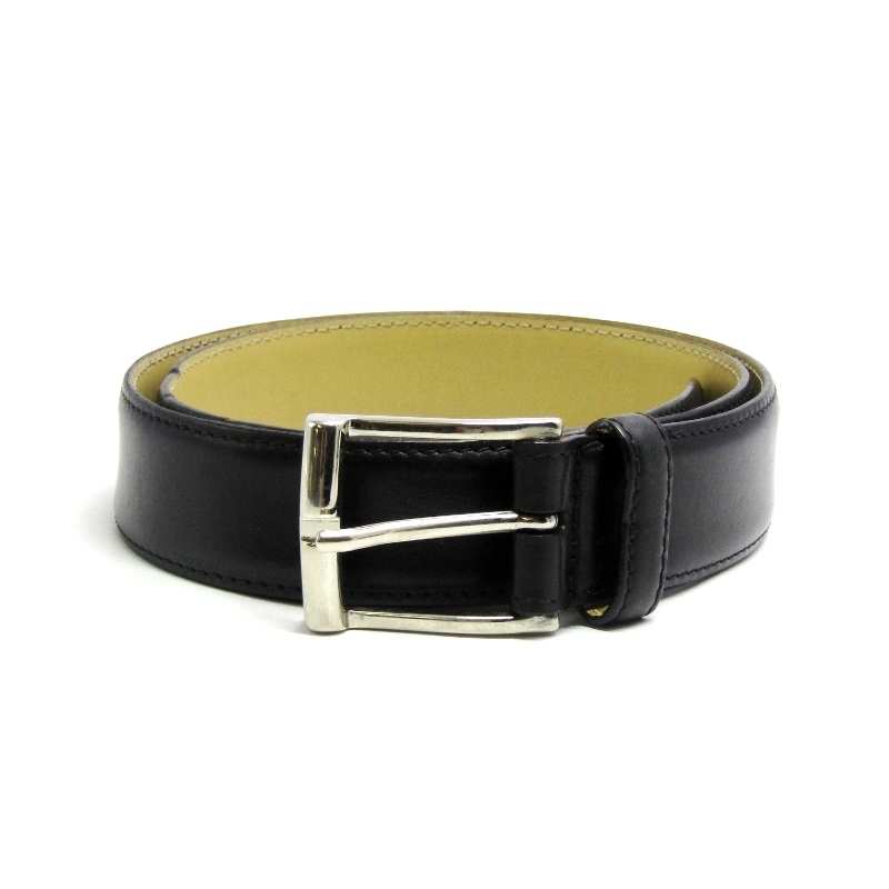CROCKETT&JONES クロケットアンドジョーンズ ベルト カーフ 5穴 プレーン ブラック 黒 47000413