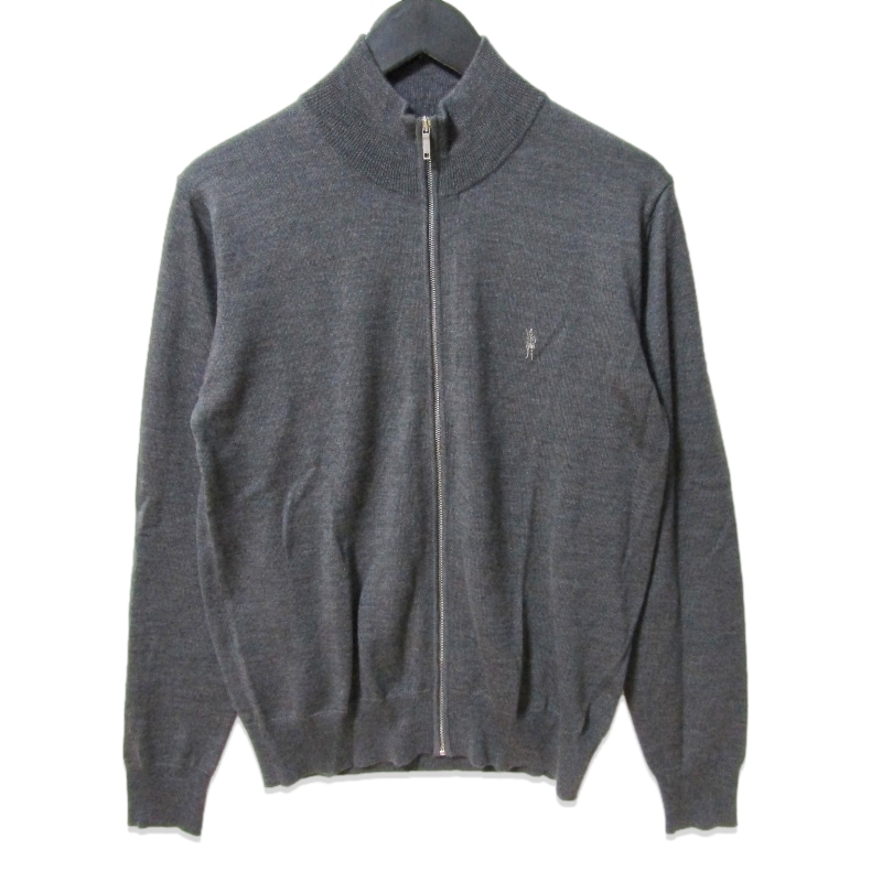 美品 MACKINTOSH LONDON マッキントッシュロンドン ドライバーズニット G1N27-850-07 ワンポイント ジップアップ グレー M 27114499