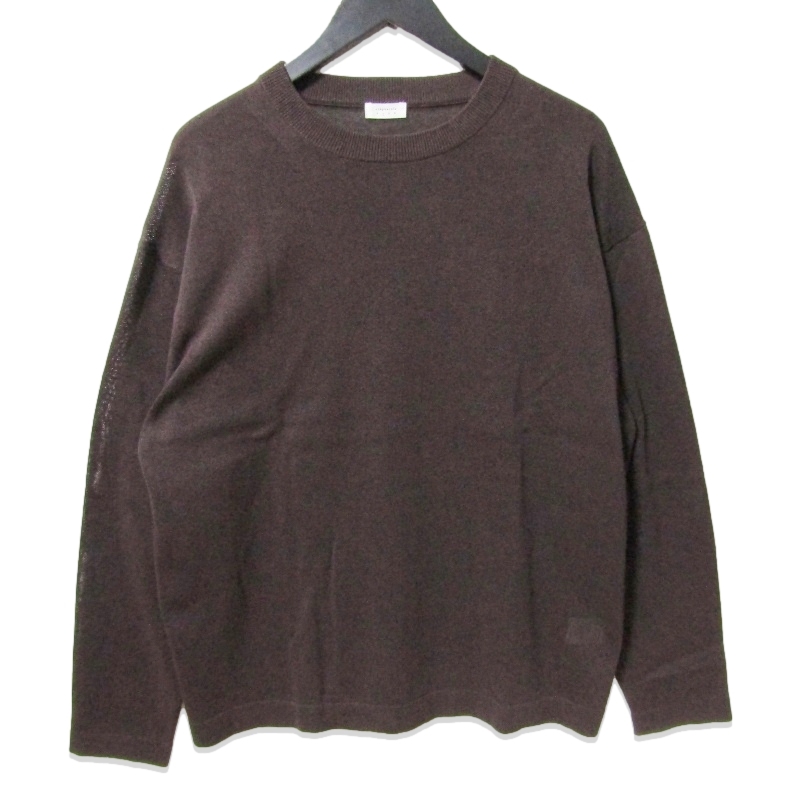 美品 crepuscule × UR クレプスキュール Washi Knit Long Sleeve T-shirts 2501-027 和紙ニット 長袖Tシャツ ダークブラウン 1 27114534