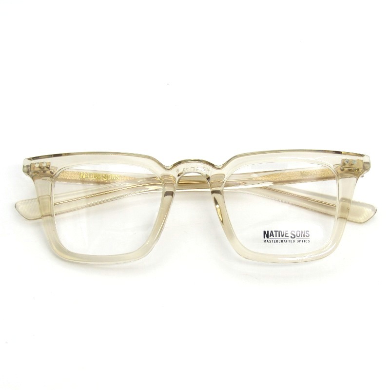 未使用 NATIVE SONS ネイティブサンズ メガネフレーム Yazzi PL-031U 日本製 ヤジー スクエア/多角形 HONEY MAUV 54001361