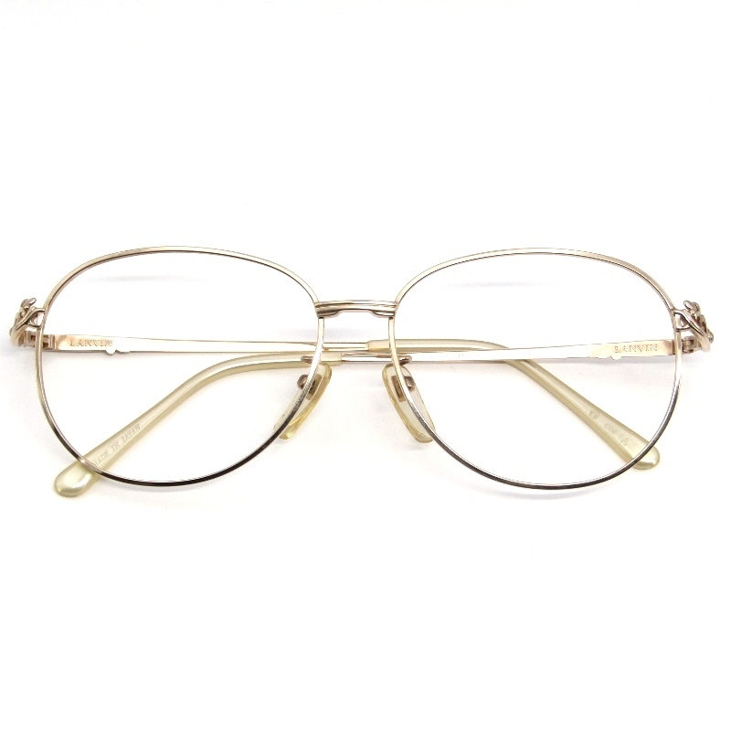 美品 LANVIN ランバン メガネフレーム OL 35-9062K 日本製 ウェリントン 1A ゴールド/マットゴールド 61006376