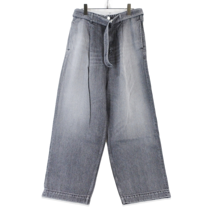 未使用 Graphpaper グラフペーパー Selvage Denim Belted Pants GU261-40064LB デニムパンツ セルビッジ BLACK LIGHT FADE 1 99001736