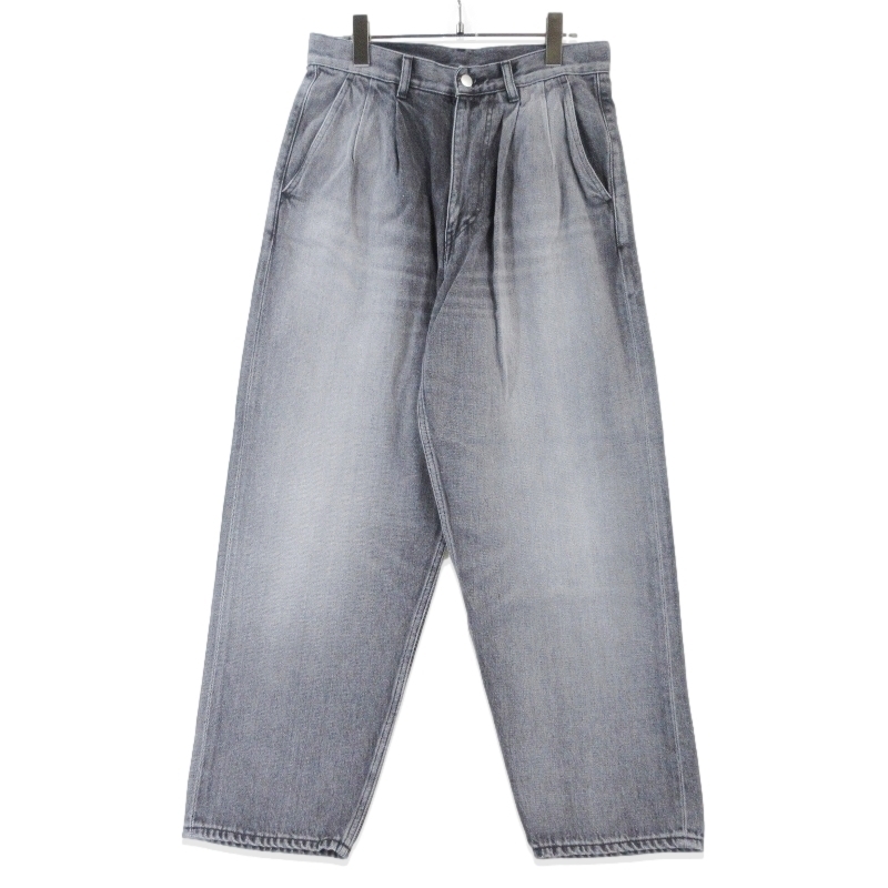 未使用 Graphpaper グラフペーパー Selvage Denim Two Tuck Tapered Pants GU261-40060LB BLACK LIGHT FADE 1 99001735