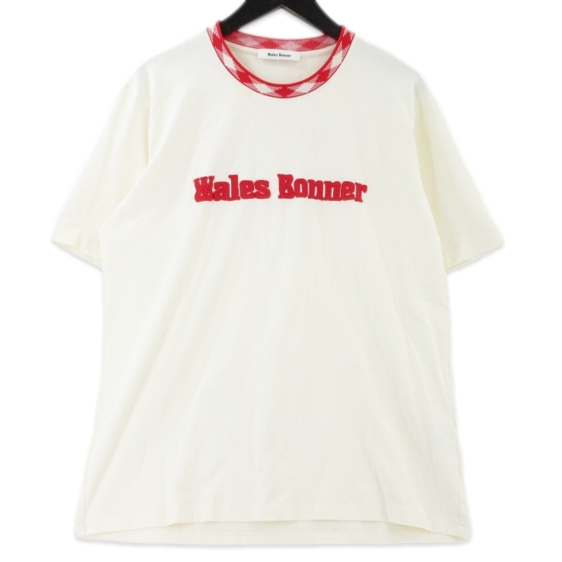 Wales Bonner ウェールズボナー 半袖Tシャツ MA23JE16-JE01-100 ロゴ クルーネック アイボリー L 99001714